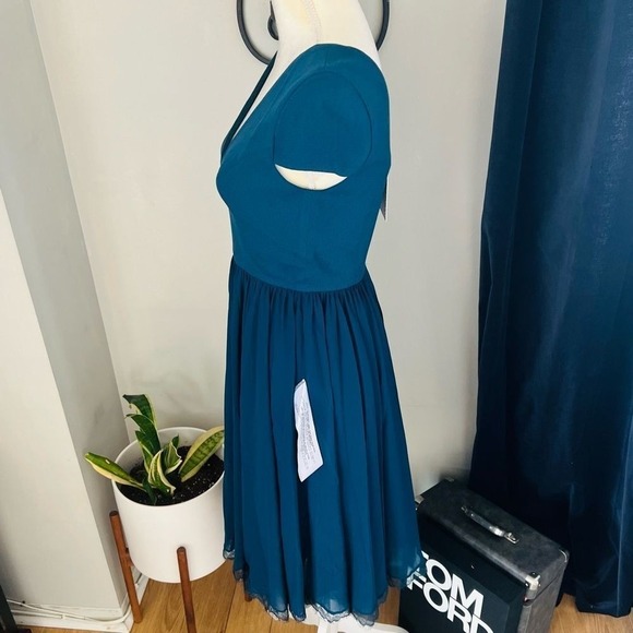 DRESS THE POPULATION Corey Dress, Fit & Flare, Blue/Green Pine, Medium 8/10, NWT - Picture 6 of 15